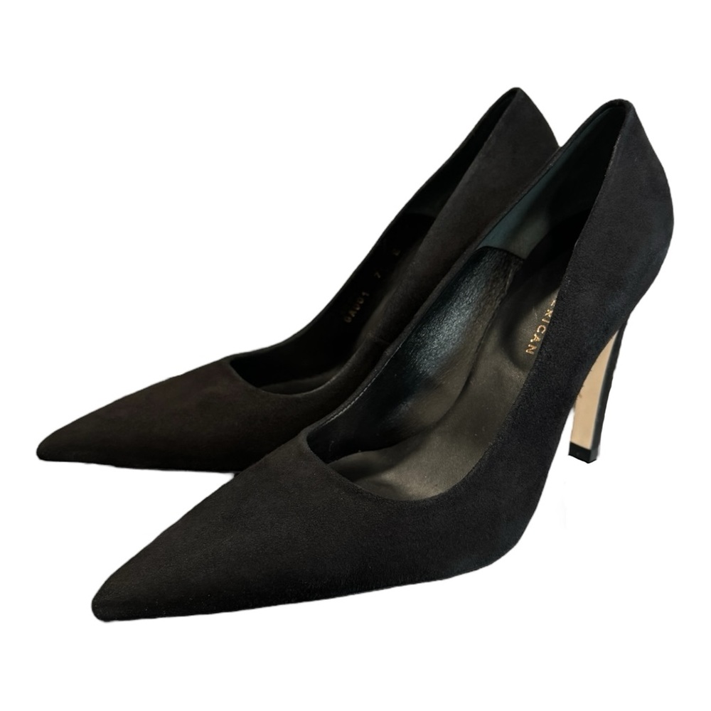 Good American Black Suede Heels Size 8.5 Read Description